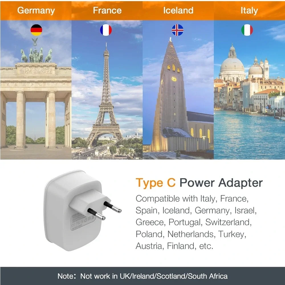 European Travel Plug Adapter 3 Pack